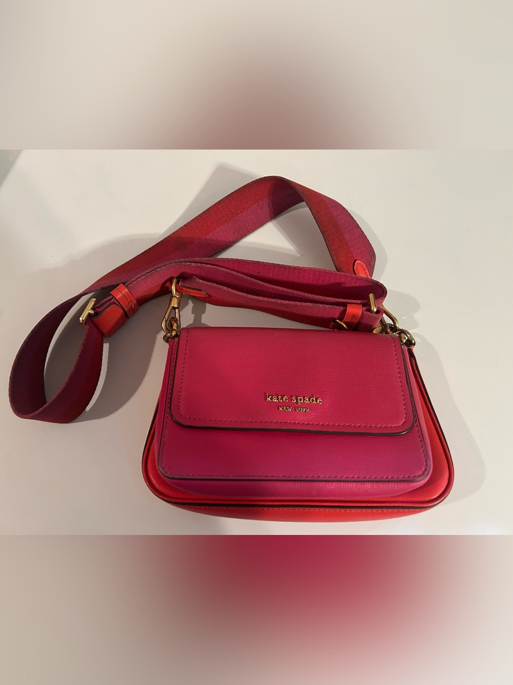 Kate Spade Double Up Colorblocked Crossbody - 2 in 1 Purse - Red / Pink